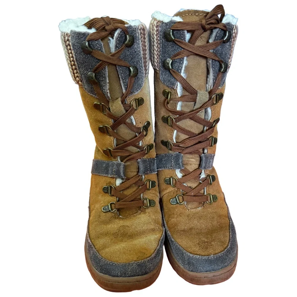 Bear Paw‎ Women's Size 7 Suede Leather Shearling Lamb Fur Winter Boots Mukluks